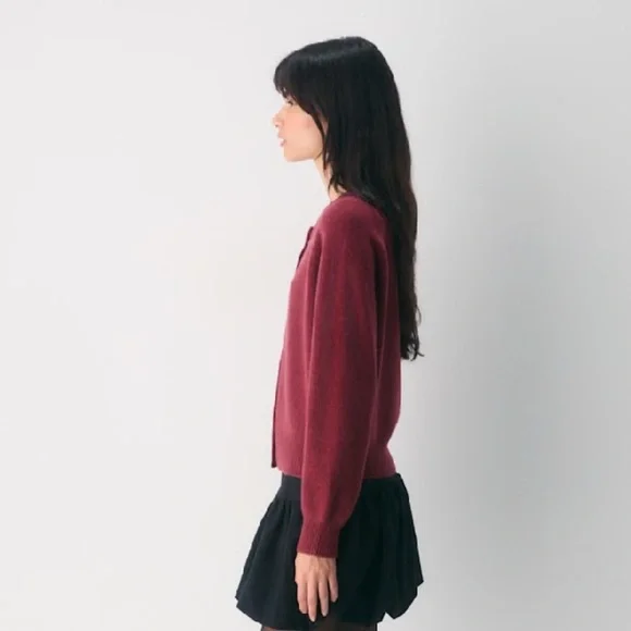 NWT Aritzia Wilfred London Wool Cashmere Cardigan Cordovan Red Small Sweater - Picture 5 of 15